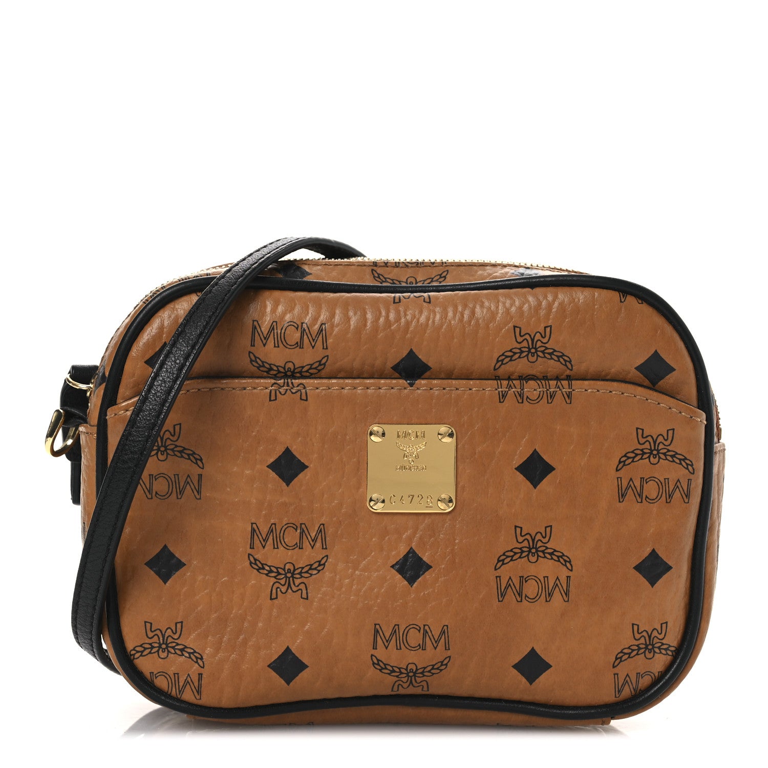 MCM Visetos Mini Camera Crossbody Bag Cognac 1745018 – FASHIONPHILE