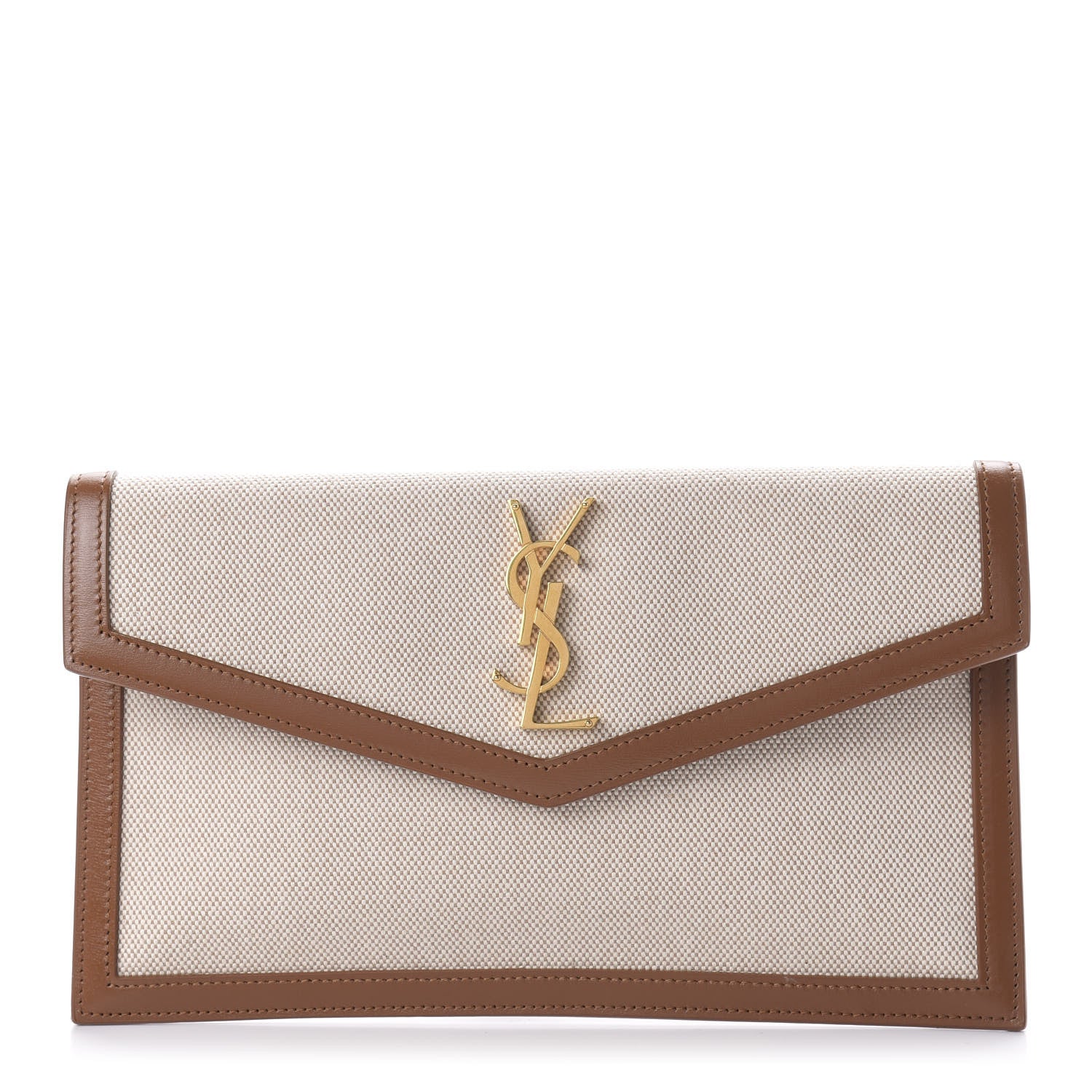 Saint Laurent Canvas Uptown Pouch Natural Beige Brick 1 of 10