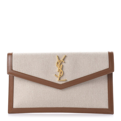 Saint Laurent Canvas Uptown Pouch Natural Beige Brick 1 of 10