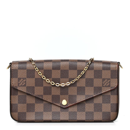 Louis Vuitton Damier Ebene Pochette Felicie Chain Wallet 3 of 13