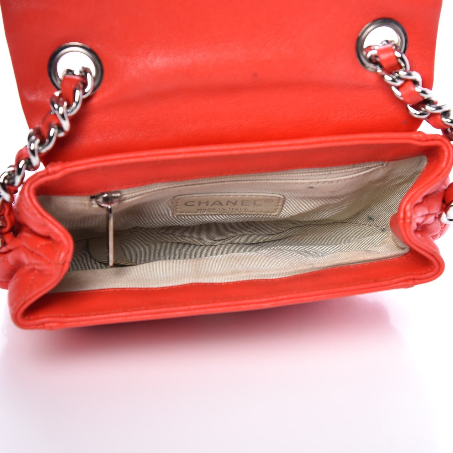Washed Lambskin Mini Chain Around Messenger Red