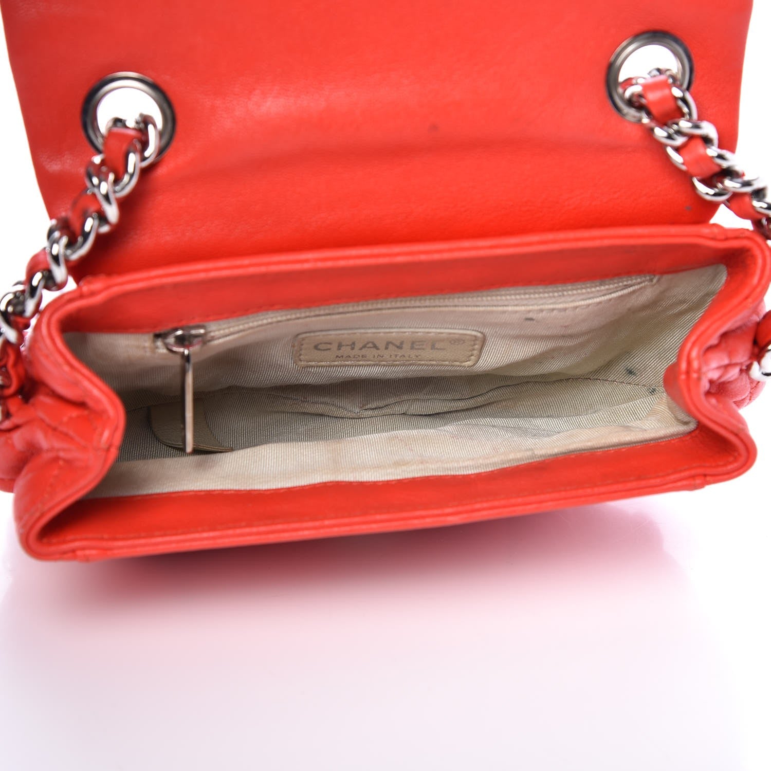 Chanel Washed Lambskin Mini Chain Around Messenger Red 9 of 11