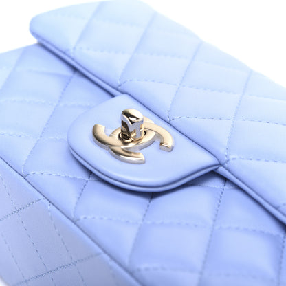 Chanel Lambskin Quilted Mini Rectangular Flap Light Blue 12 of 13