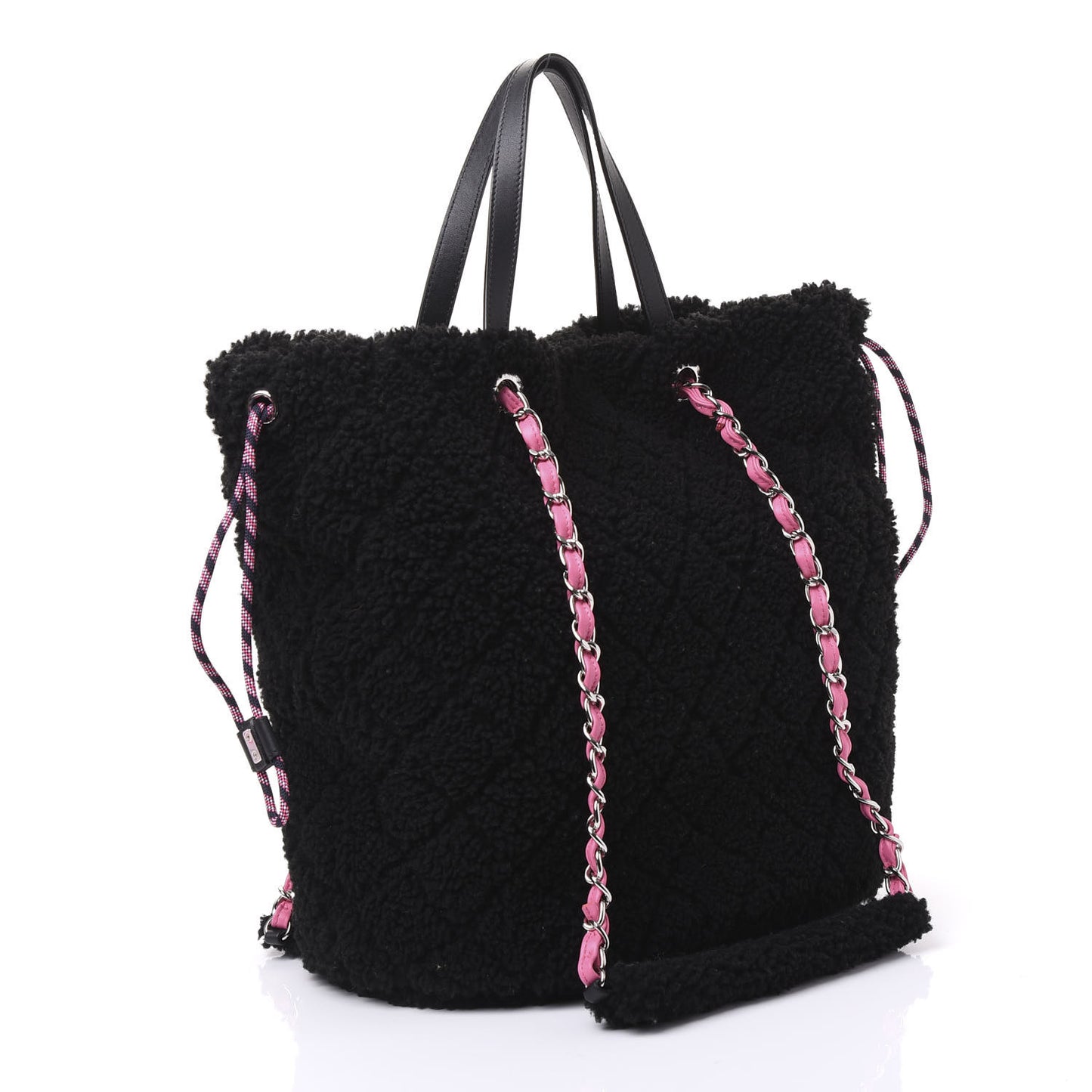 Shearling Sheepskin Large Coco Neige Tote Black