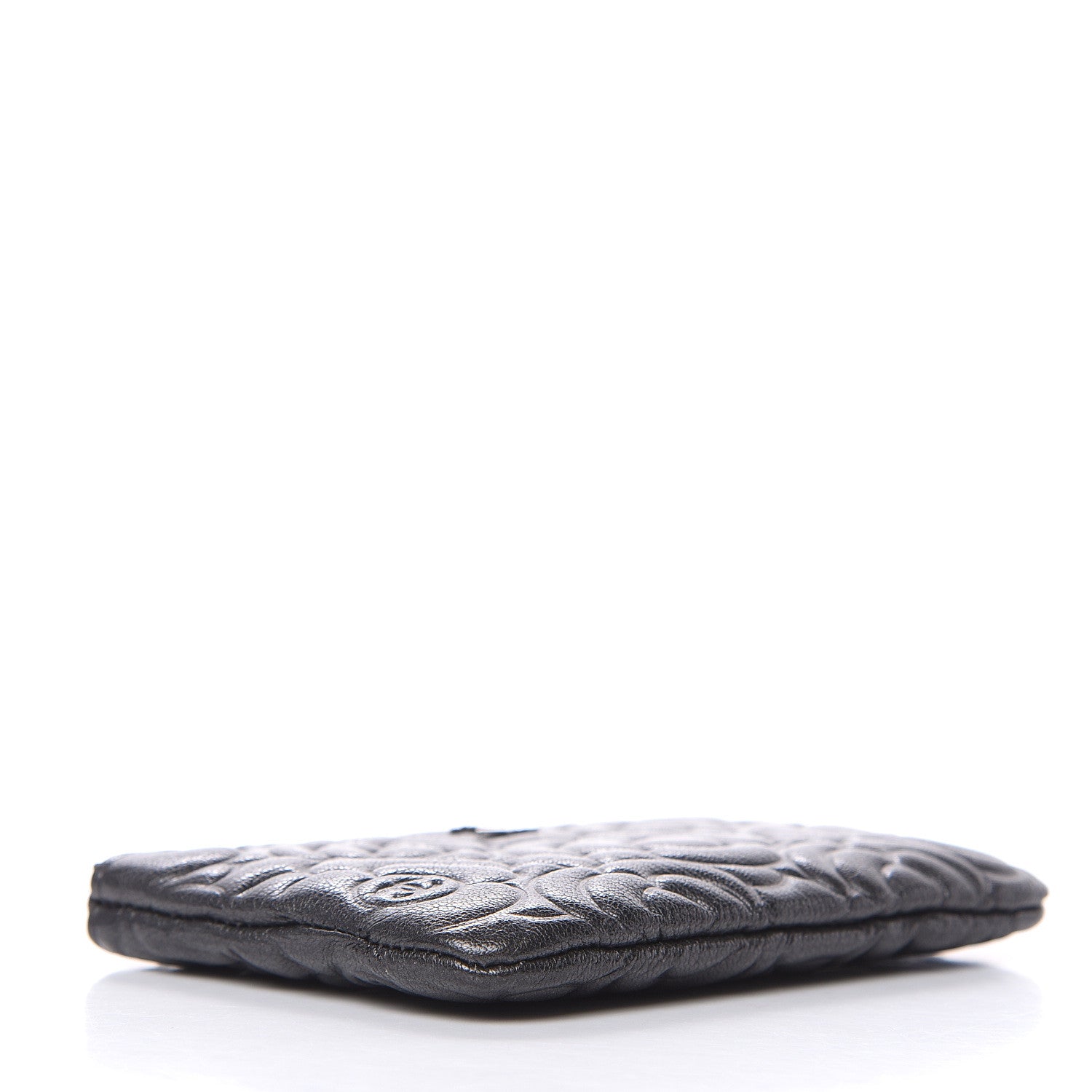 Chanel Goatskin Camellia Embossed Cosmetic Pouch Anthracite 4 of 8