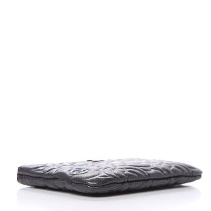 Chanel Goatskin Camellia Embossed Cosmetic Pouch Anthracite 4 of 8