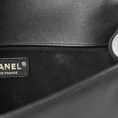 Chanel Calfskin Quilted Medium Boy Top Handle Flap Black 14 of 15
