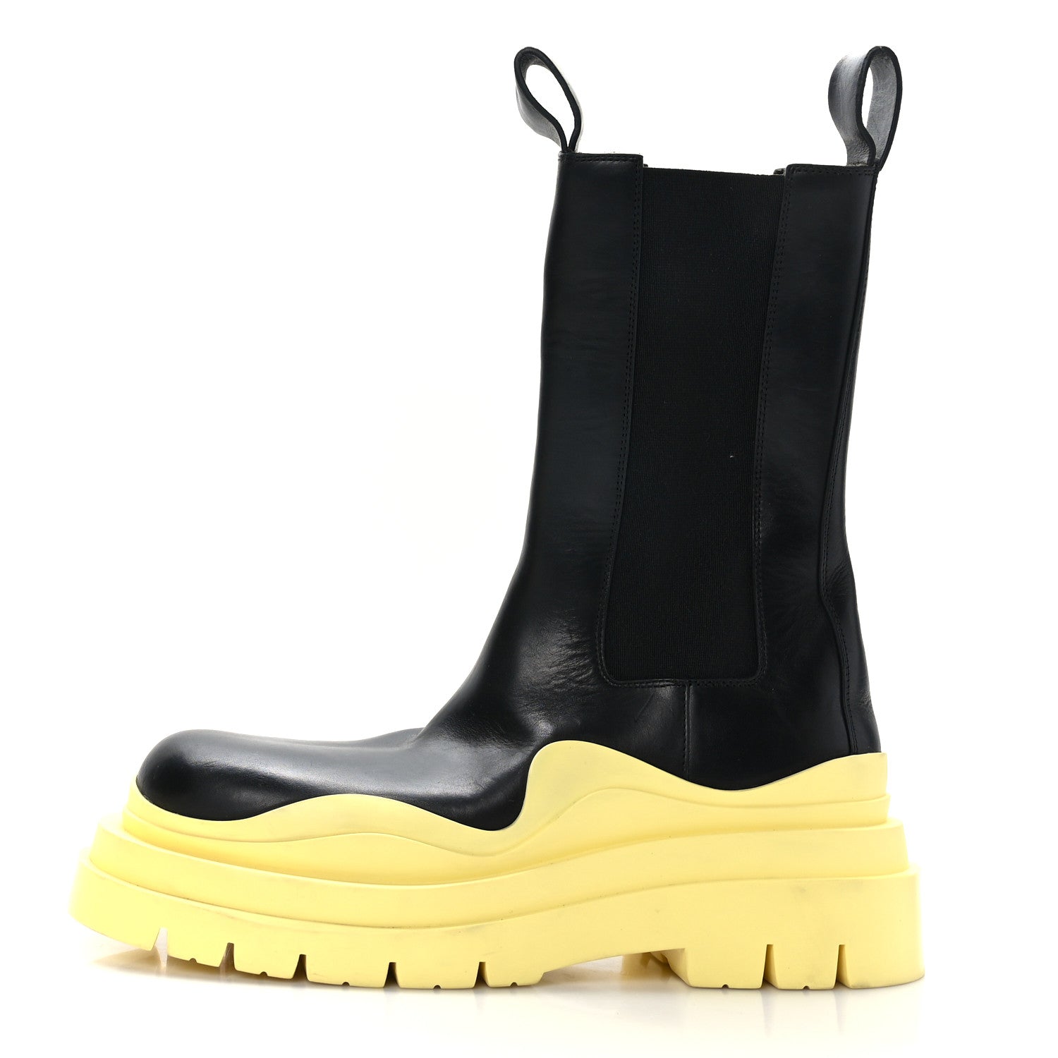 Bottega Veneta Calfskin The Tire Chelsea Boots 40 Black Yellow 1 of 7