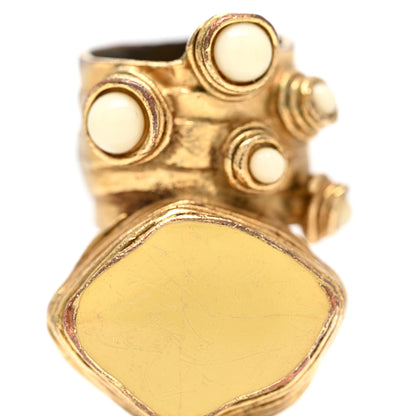 Saint Laurent Enamel Arty Ring 49 5 Gold White 5 of 5