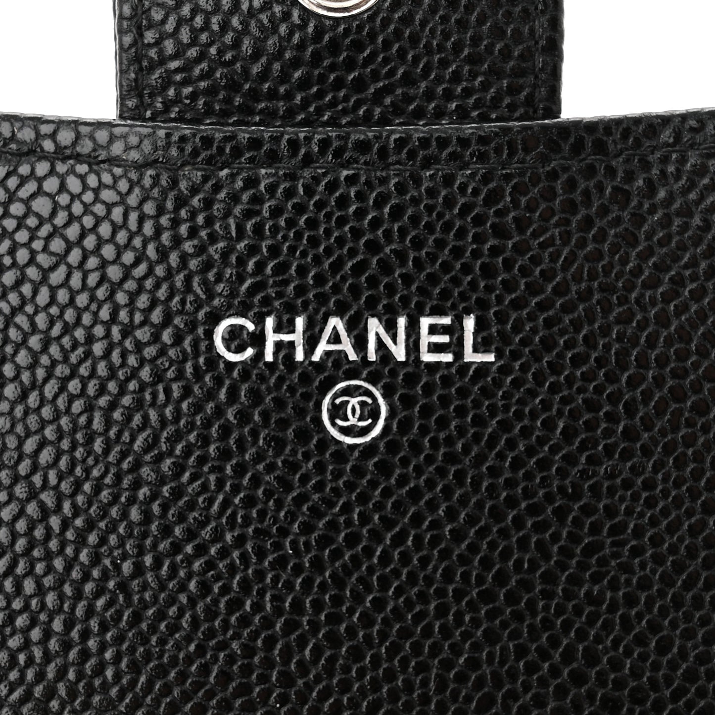 Caviar Quilted Phone Holder Wallet on Removable Chain Black