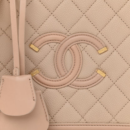 Chanel Caviar Quilted Medium CC Filigree Vanity Case Beige 8 of 10