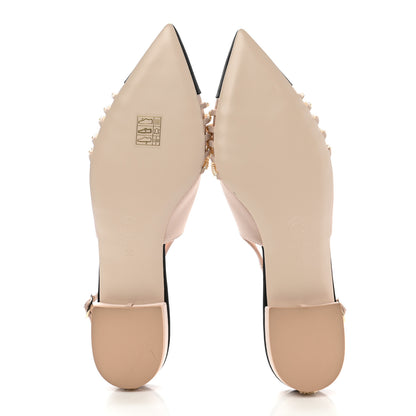 Chanel Satin Grosgrain Pearl Slingback Flats 39 Pink Black 5 of 9