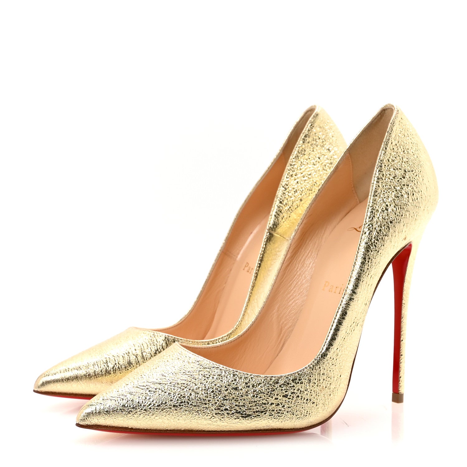 Christian Louboutin Nappa Pepite So Kate 120 Pumps 38.5 Gold 4 of 8
