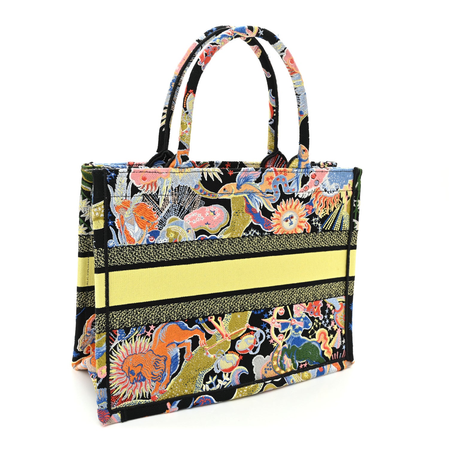 Christian Dior Canvas Zodiac Fantastico Embroidered Medium Book Tote Black Multicolor 3 of 13