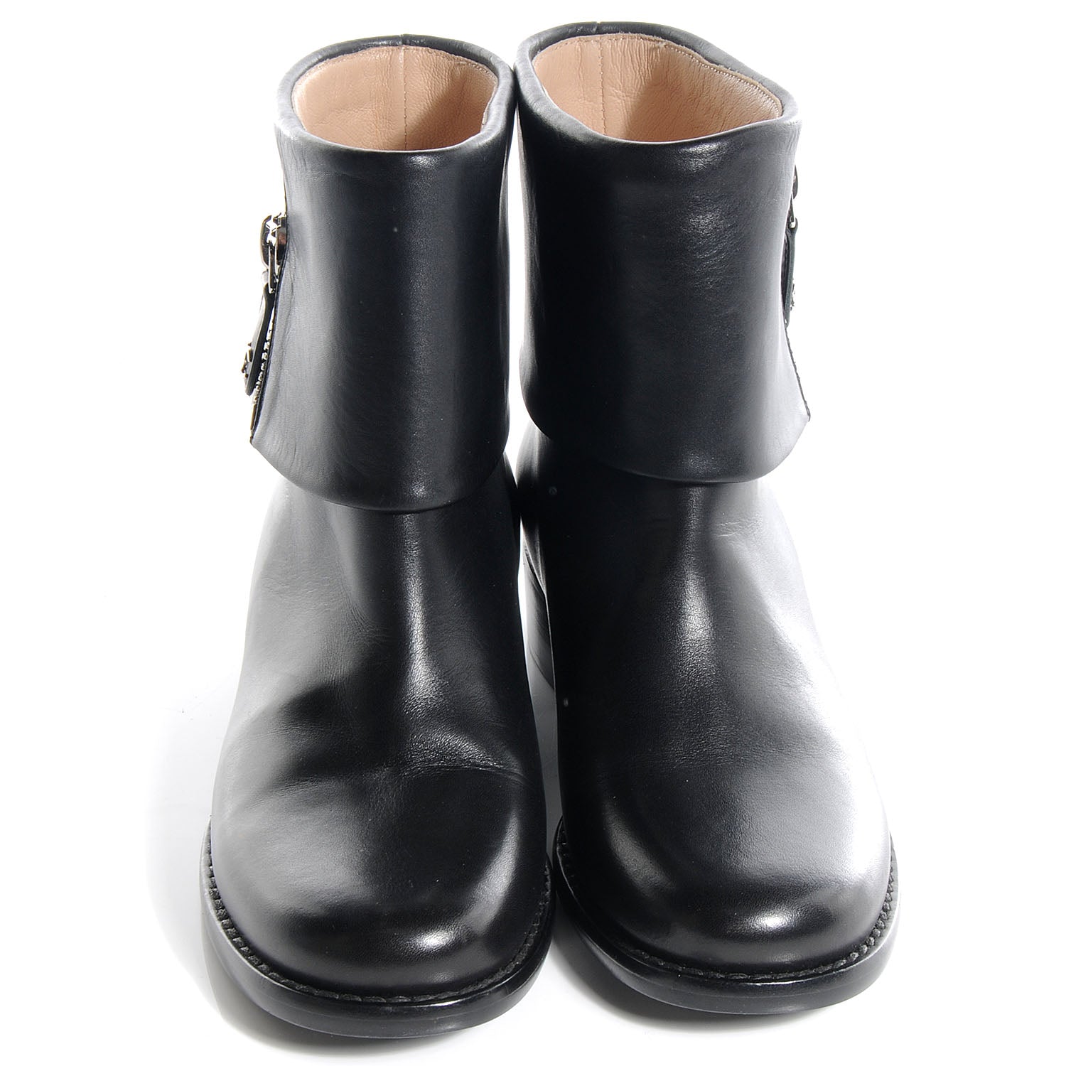 Chanel Leather Motorcycle Short Zip Boots Black 36 2 of 7