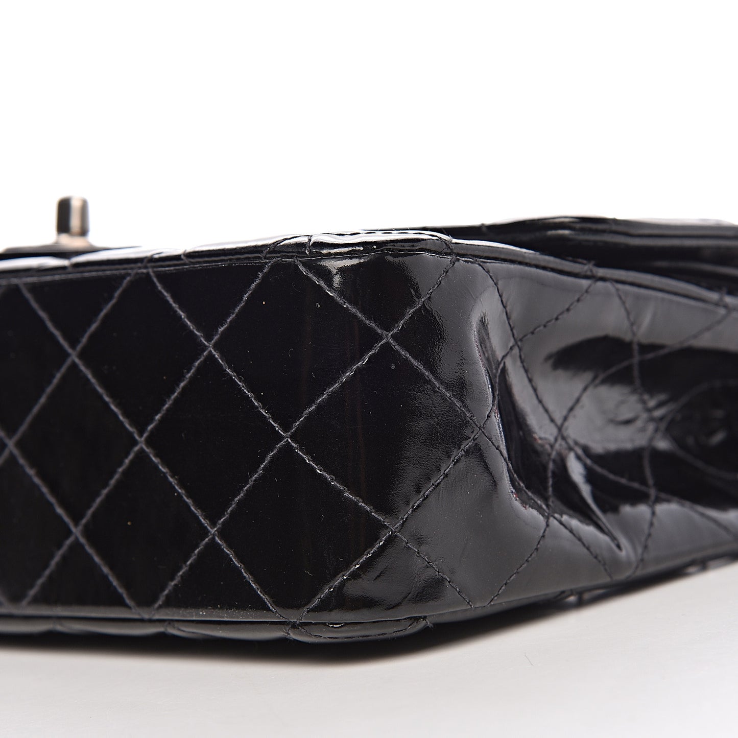 Patent Quilted Medium Double Flap Black