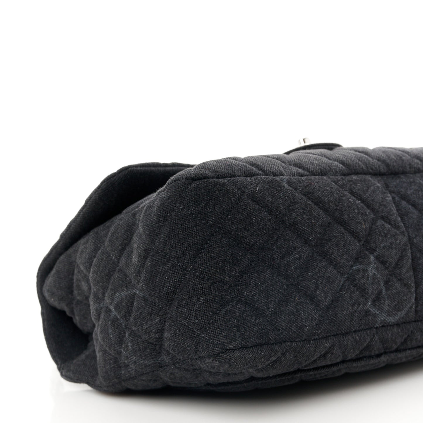 Denim Quilted CC Print Jumbo Single Flap Black