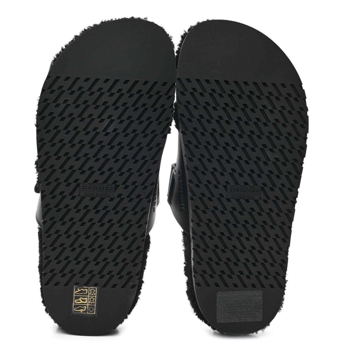Hermes Calfskin Woolskin Womens Chypre Sandals 38 Black 5 of 8