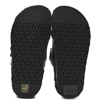 Hermes Calfskin Woolskin Womens Chypre Sandals 38 Black 5 of 8
