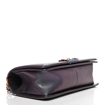 Chanel Iridescent Goatskin Quilted Medium Boy Flap Purple 3 of 4