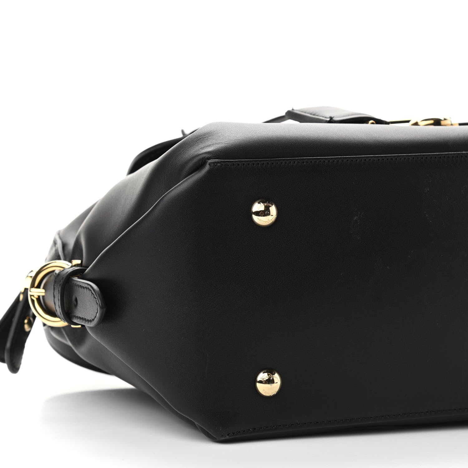Salvatore Ferragamo Calfskin Fiamma Bag Black 8 of 10