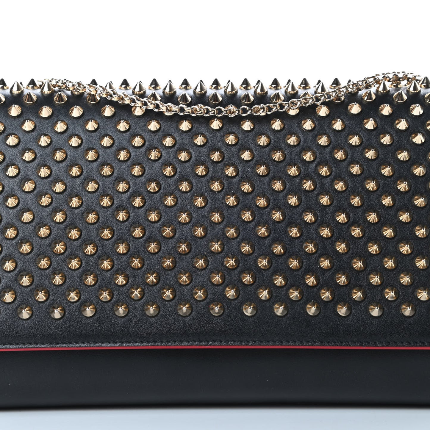 Calfskin Patent Leopard Spikes Paloma Clutch Black
