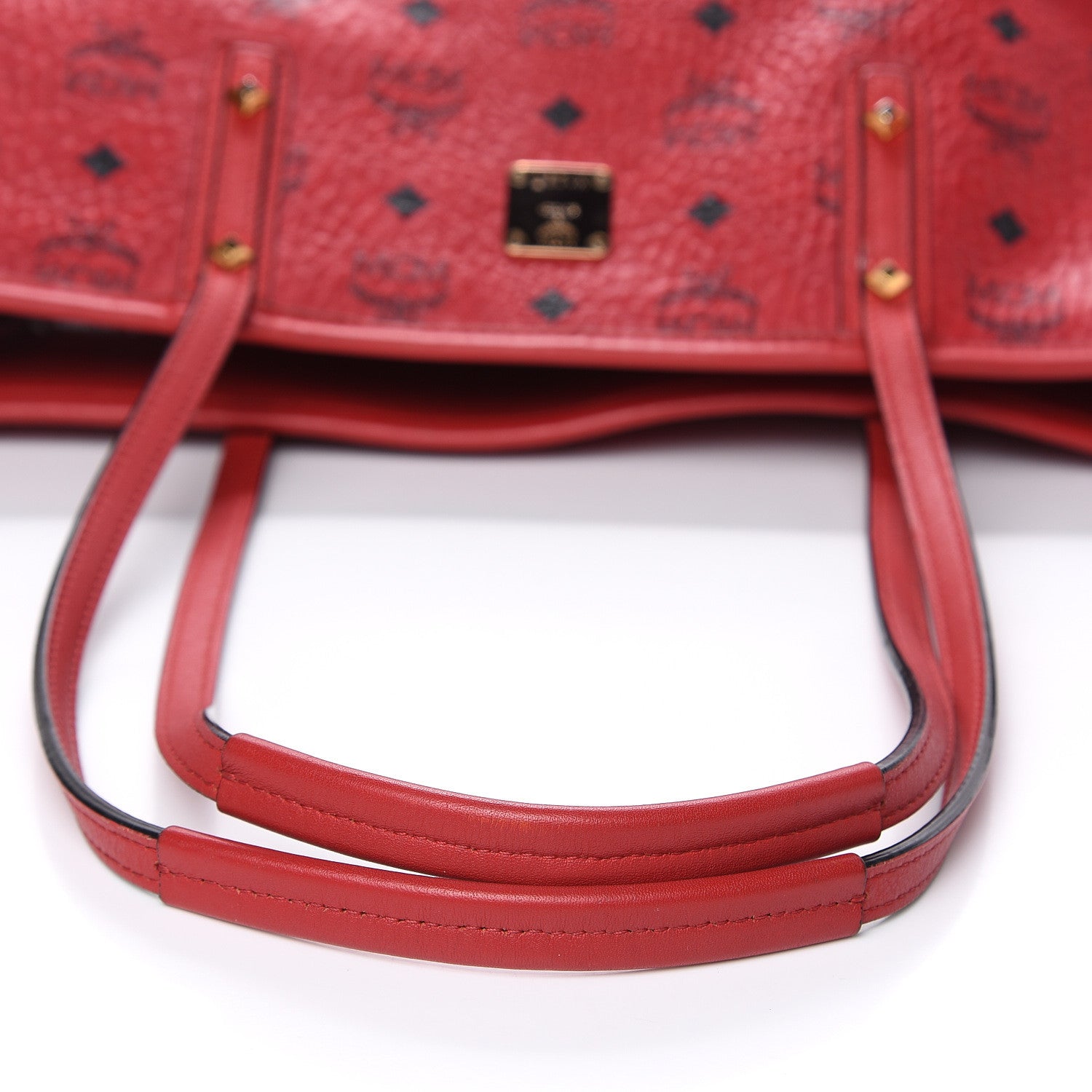 MCM Visetos Medium Anya Zip Top Shopper Tote Ruby Red 7 of 16