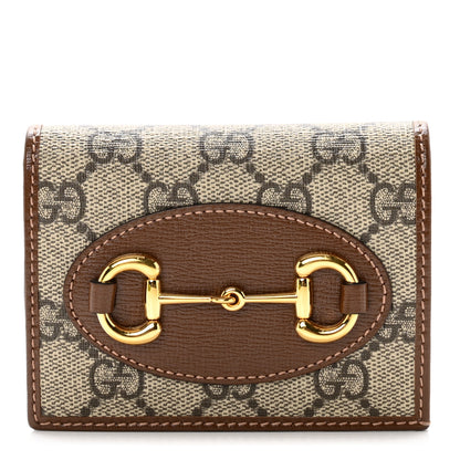 Gucci GG Supreme Monogram Horsebit 1955 Card Case Wallet Beige Ebony Brown Sugar 1 of 7