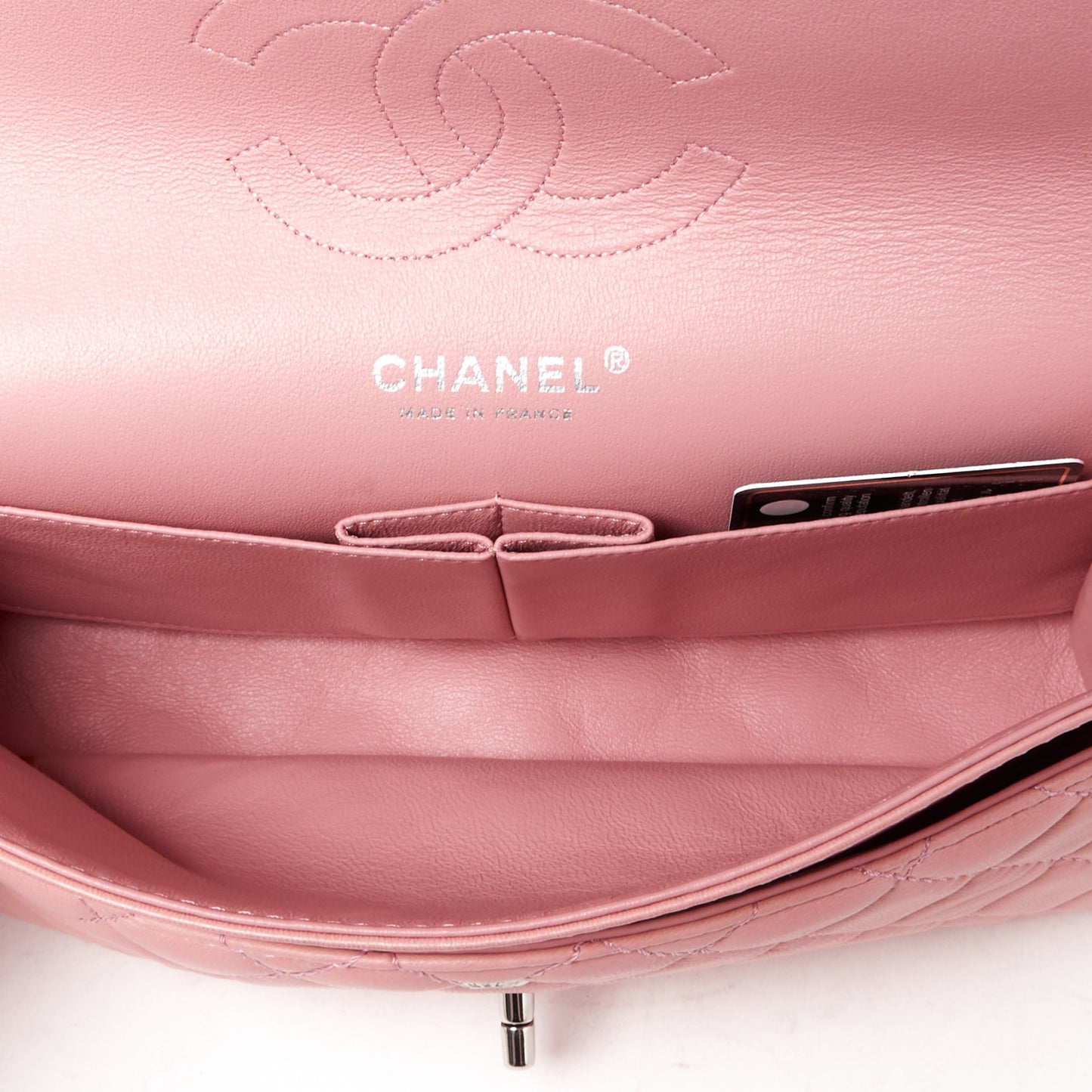 Lambskin Quilted Medium Double Flap Light Pink