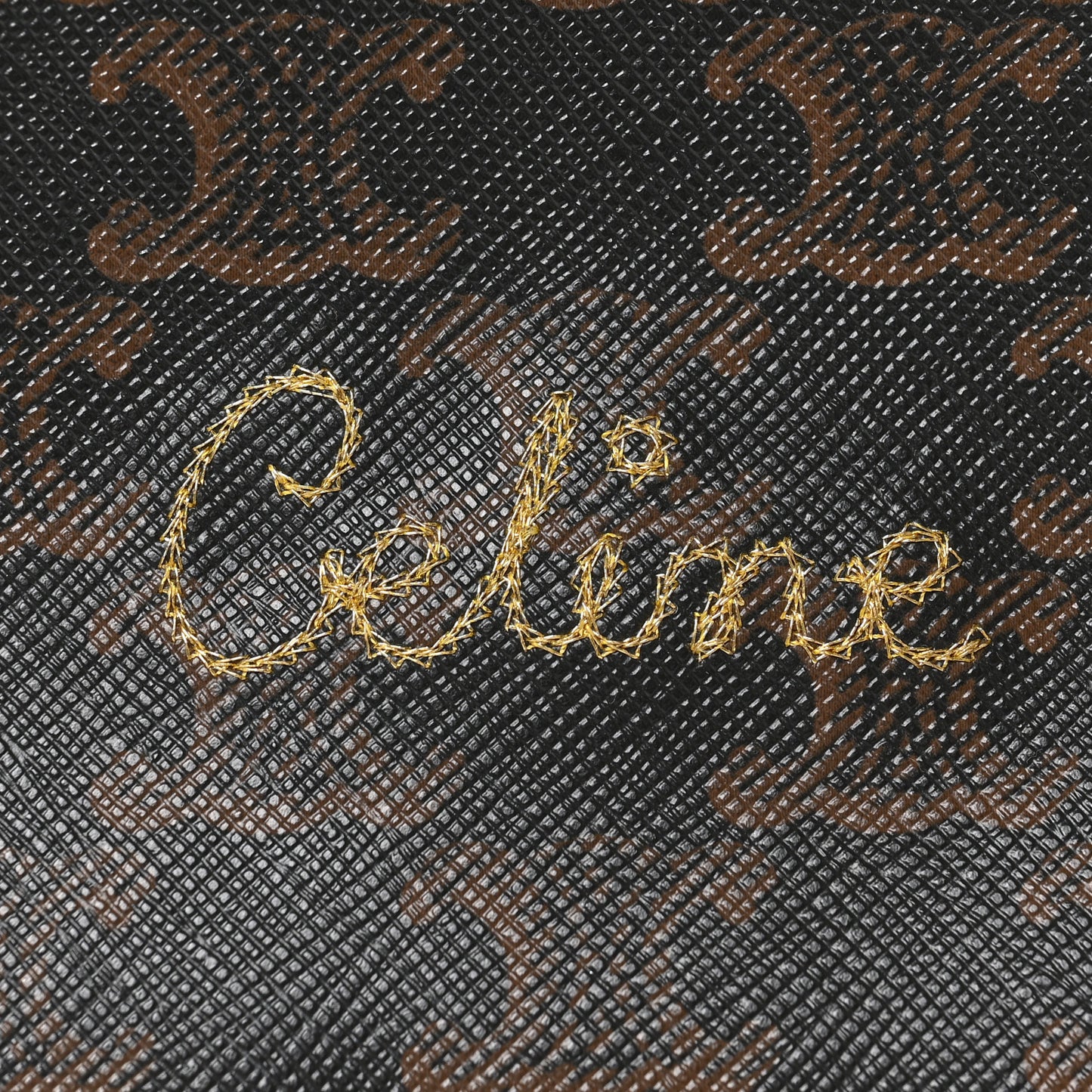 Lambskin Triomphe Canvas Embroidered Logo Clutch With Chain Tan