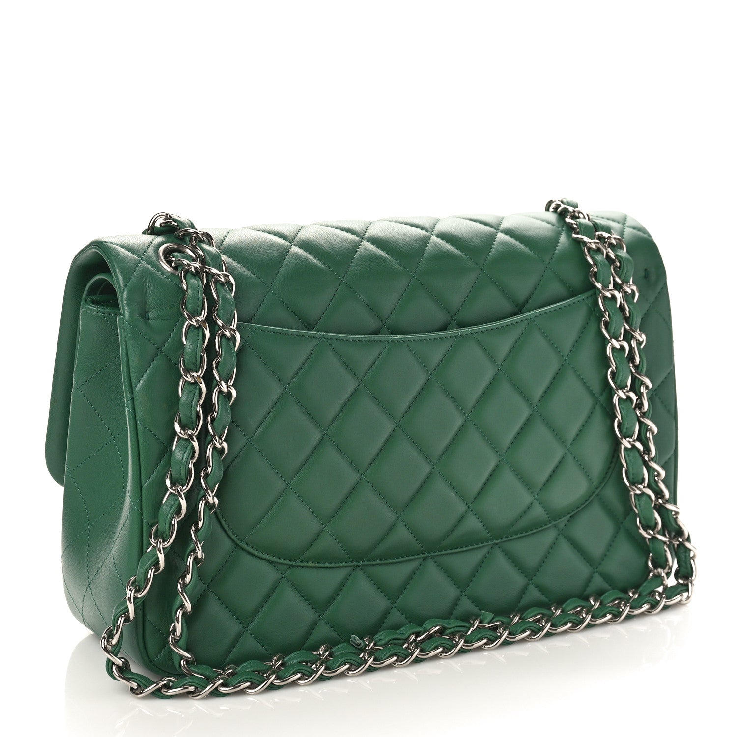 Chanel Lambskin Quilted Jumbo Double Flap Green 2 of 8