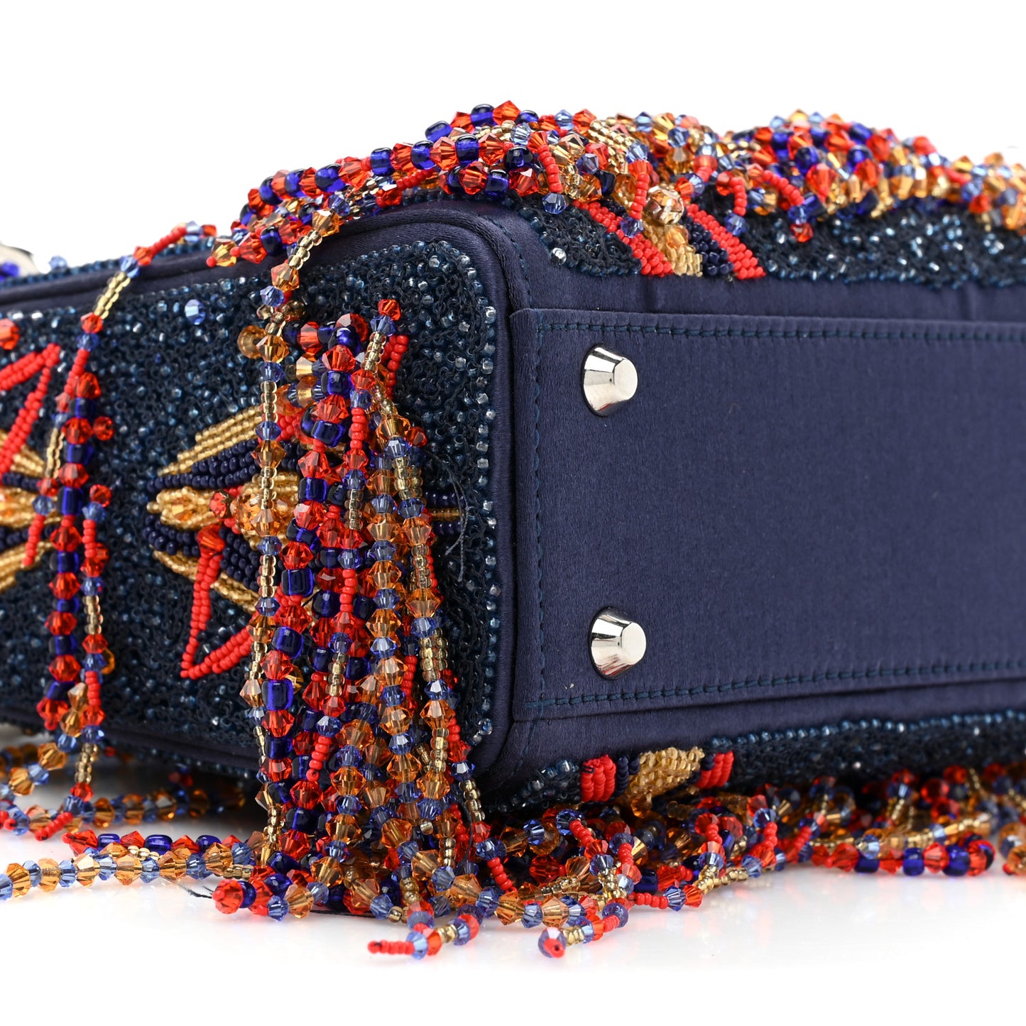 Satin Sequin Embroidered Mini Lady Dior Blue Multicolor