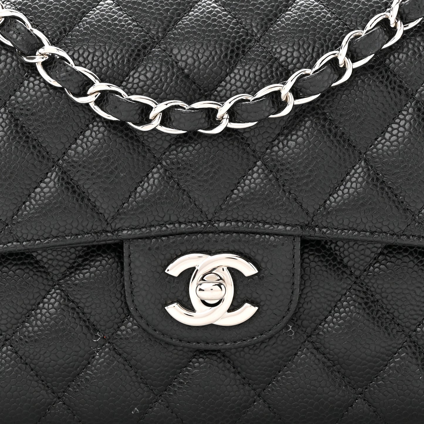 Caviar Quilted Small Double Flap Black