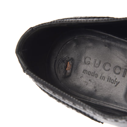 Gucci Calfskin Bee Embroidered Mens Queercore Brogue Wingtip Monk Strap Loafers 7.5 Black 17 of 17