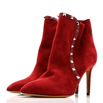Valentino Garavani Suede Rockstud 85mm Ankle Booties 39.5 Rubino 4 of 12
