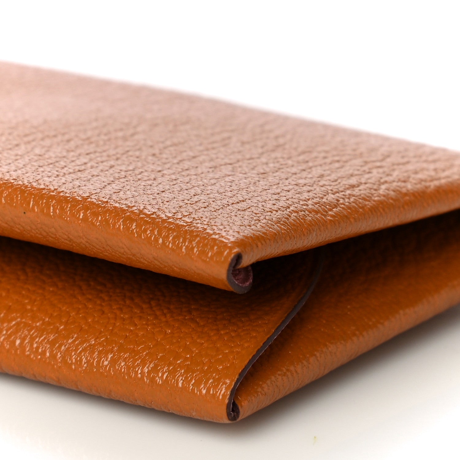 Hermes Chevre Mysore Verso Calvi Duo Card Case Caramel Rose Sakura 8 of 10