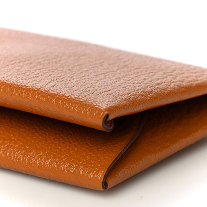Hermes Chevre Mysore Verso Calvi Duo Card Case Caramel Rose Sakura 8 of 10