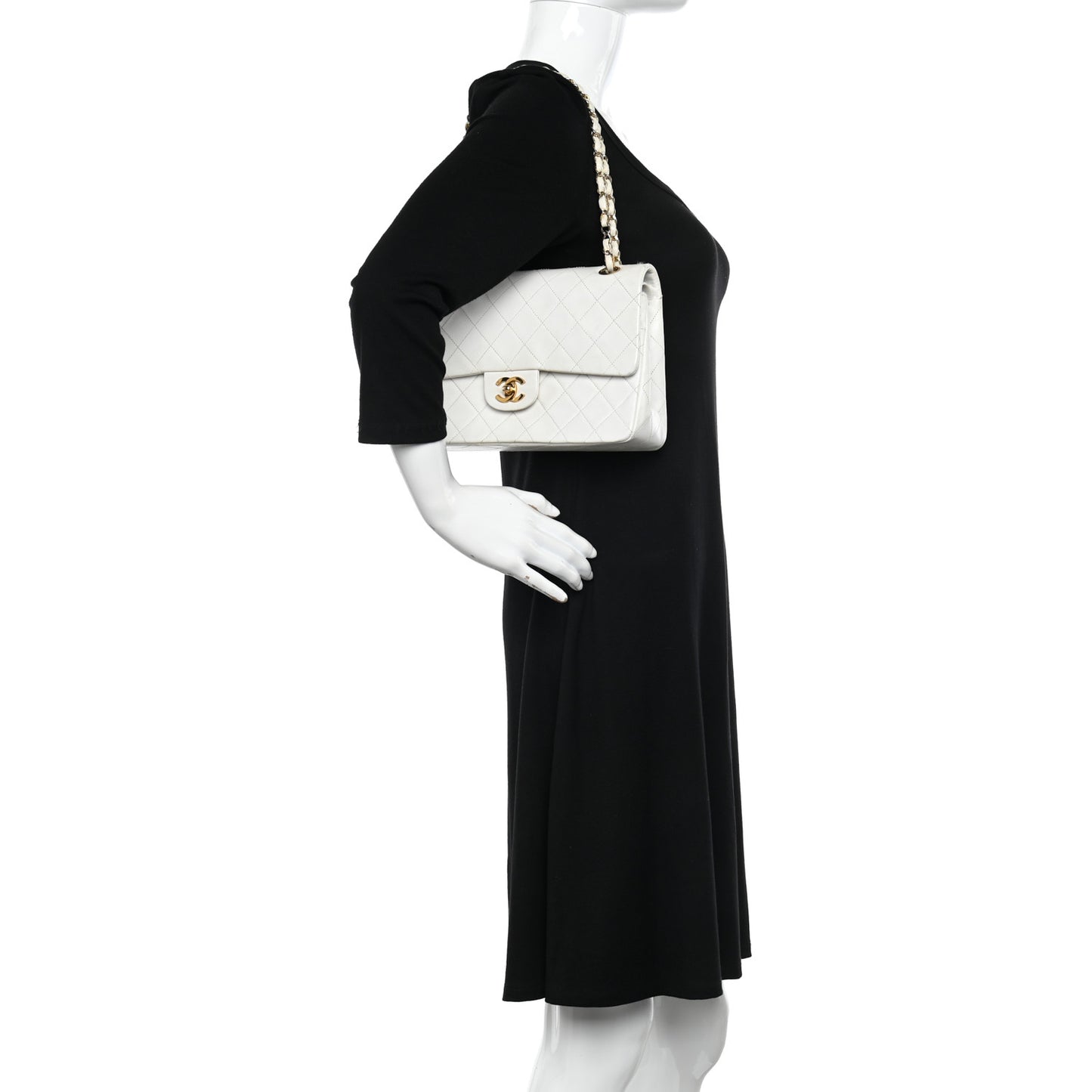 Lambskin Quilted Medium Double Flap White