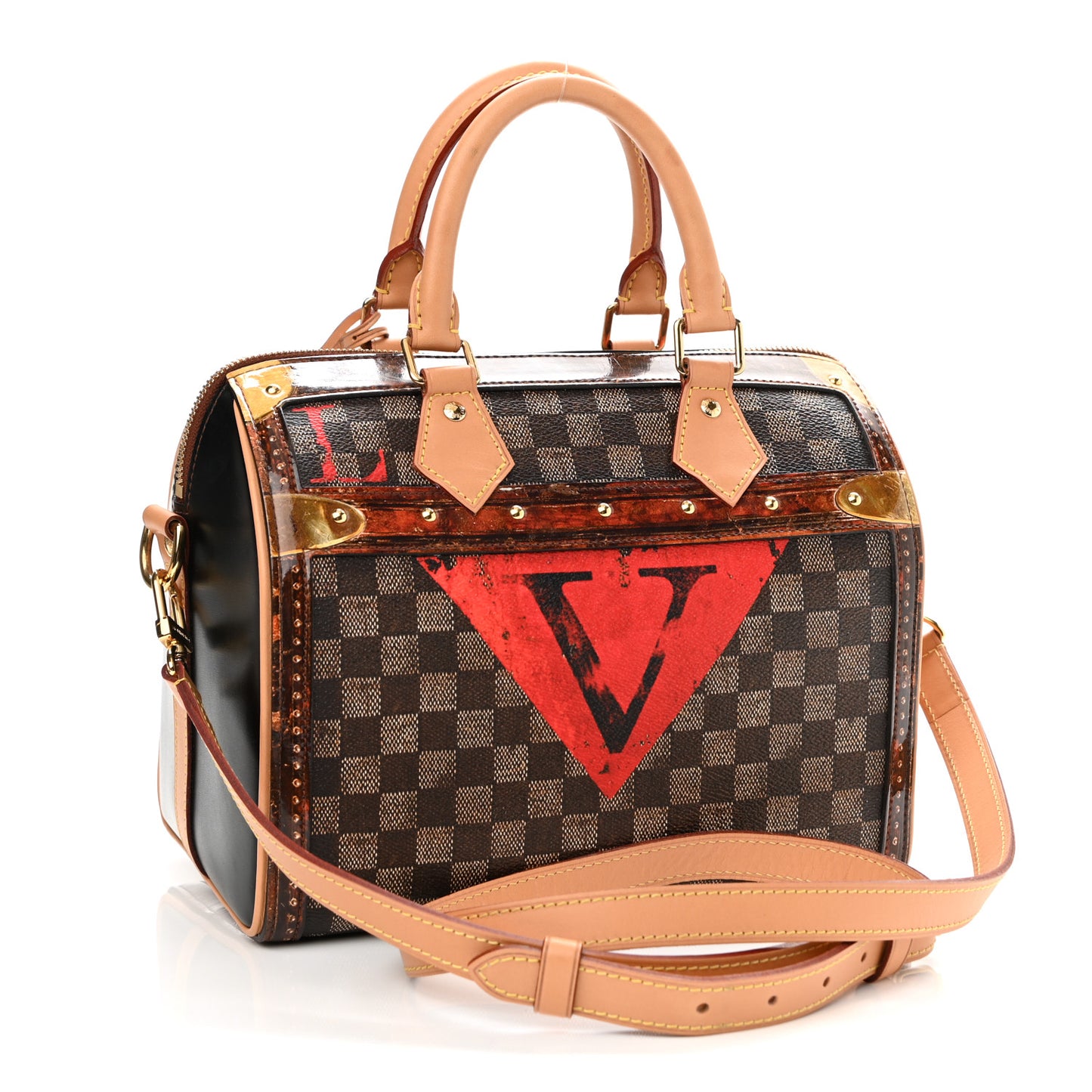 Transformed Damier Ebene Time Trunk Speedy Bandouliere 25 Black