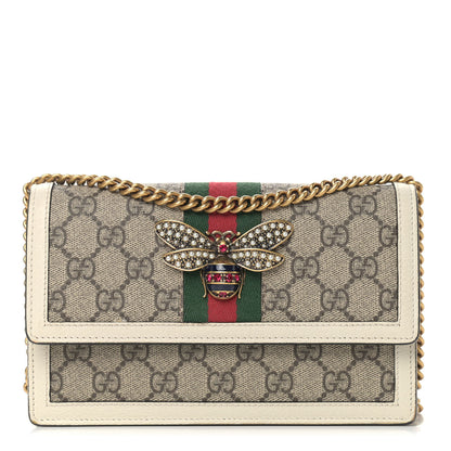 Gucci GG Supreme Monogram Web Queen Margaret Chain Wallet White 1 of 10