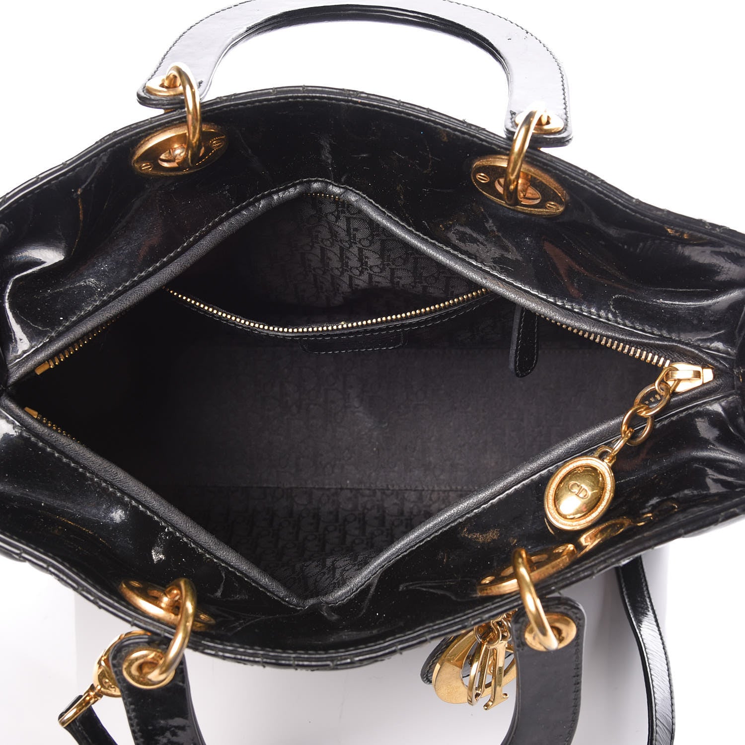 Christian Dior Patent Cannage Large Lady Dior Black 8 of 10