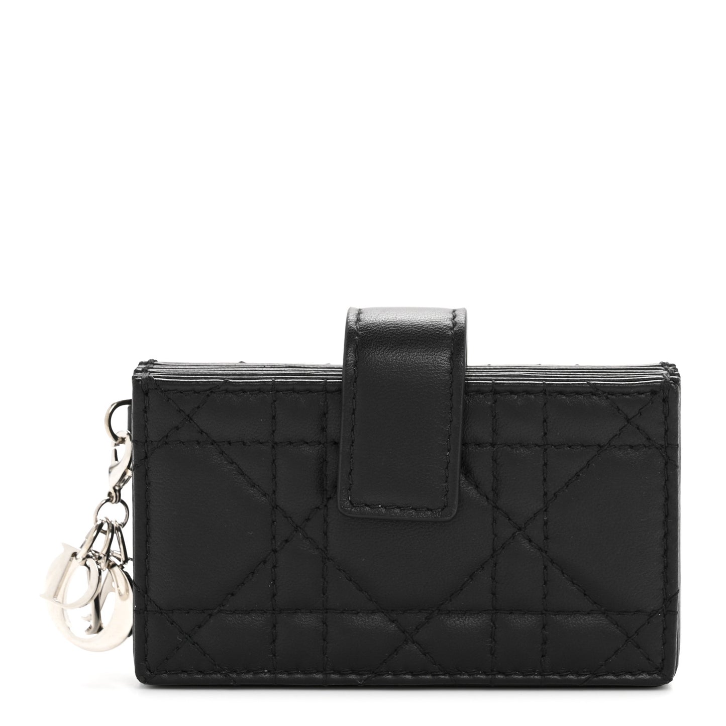 Lambskin Cannage Lady Dior 5-Gusset Card Holder Black