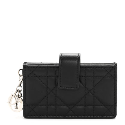 Christian Dior Lambskin Cannage Lady Dior 5-Gusset Card Holder Black 1 of 10