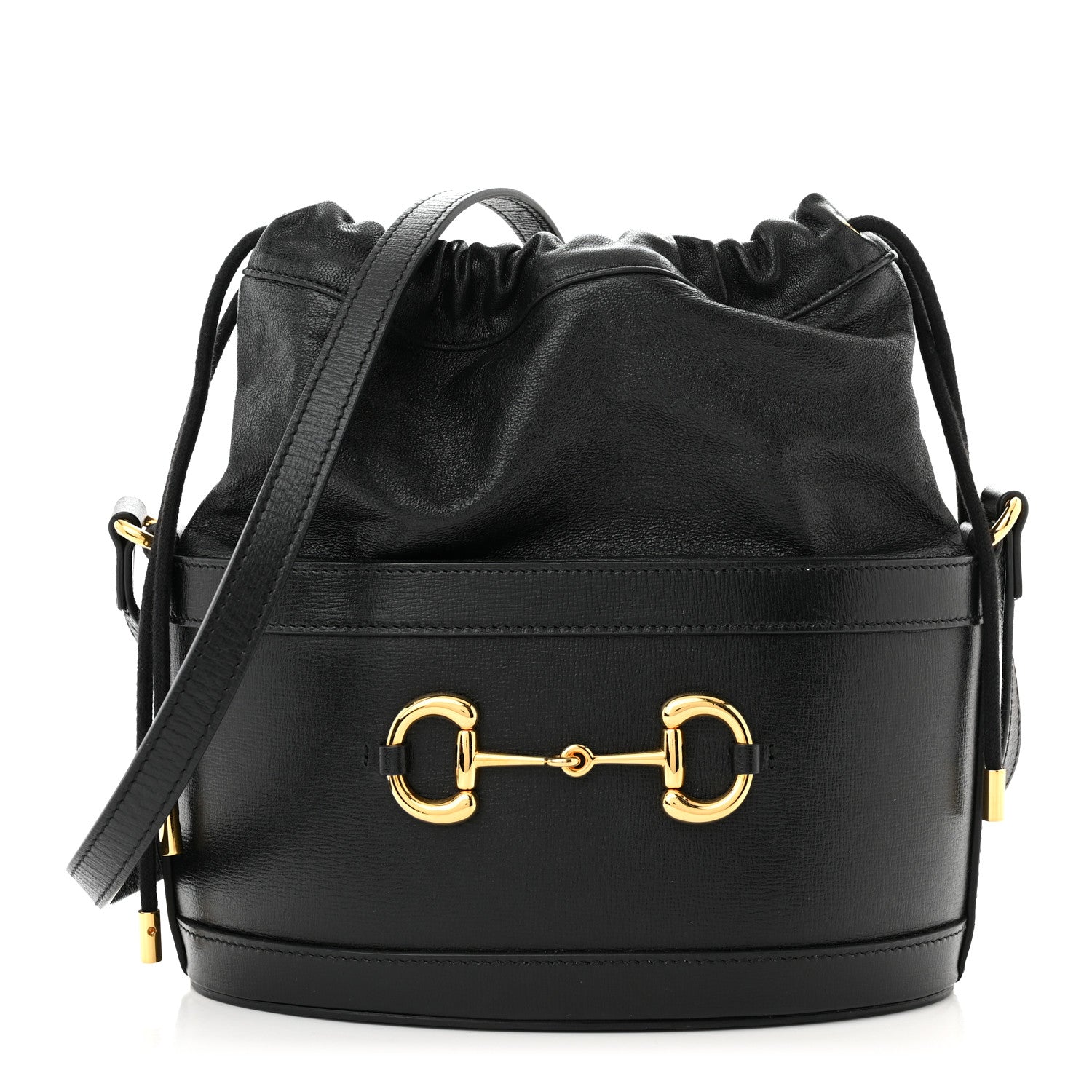 Gucci Azalea Sakai Calfskin Horsebit 1955 Drawstring Bucket Bag Black 3 of 19