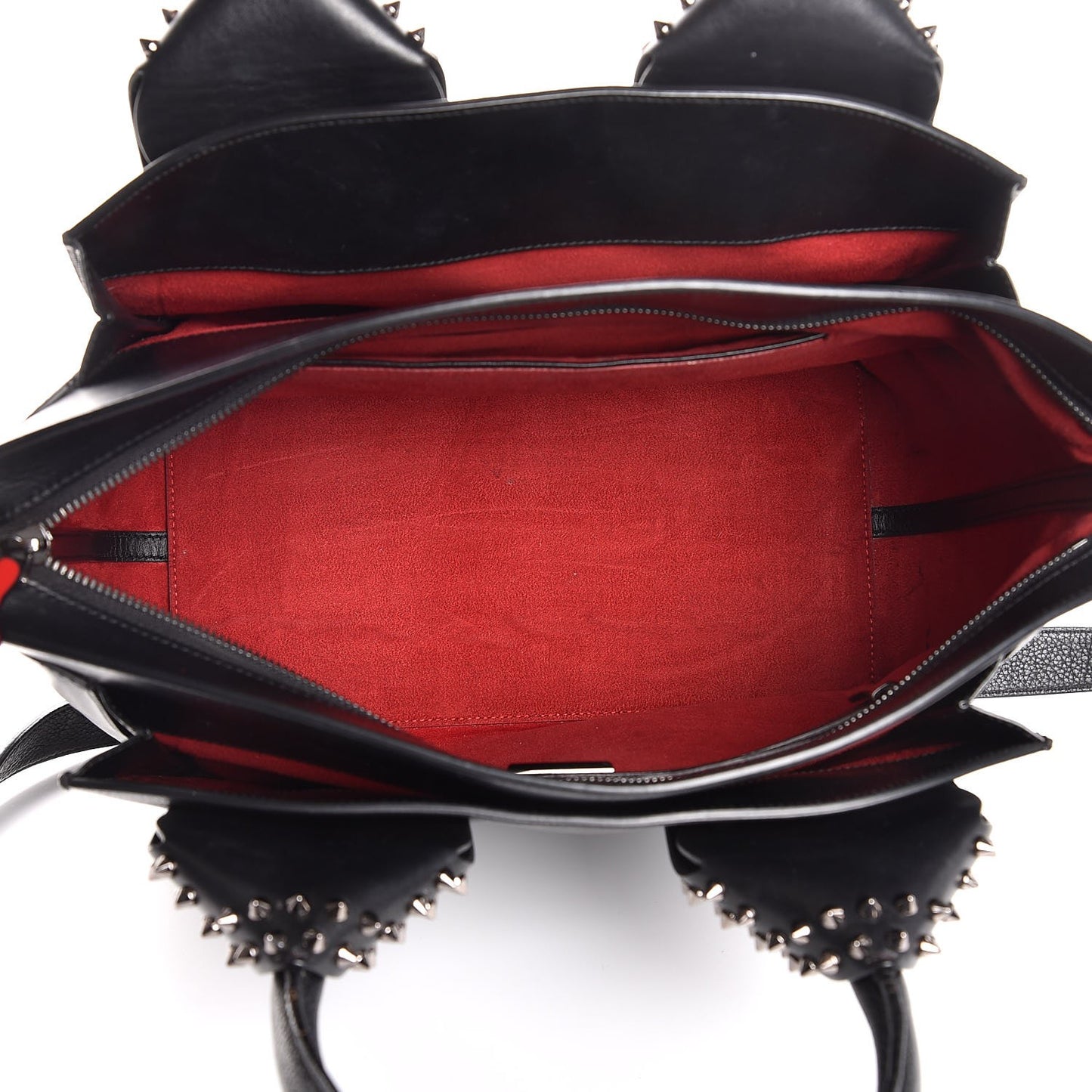 Grained Calfskin Studded Large Eloise Satchel Black