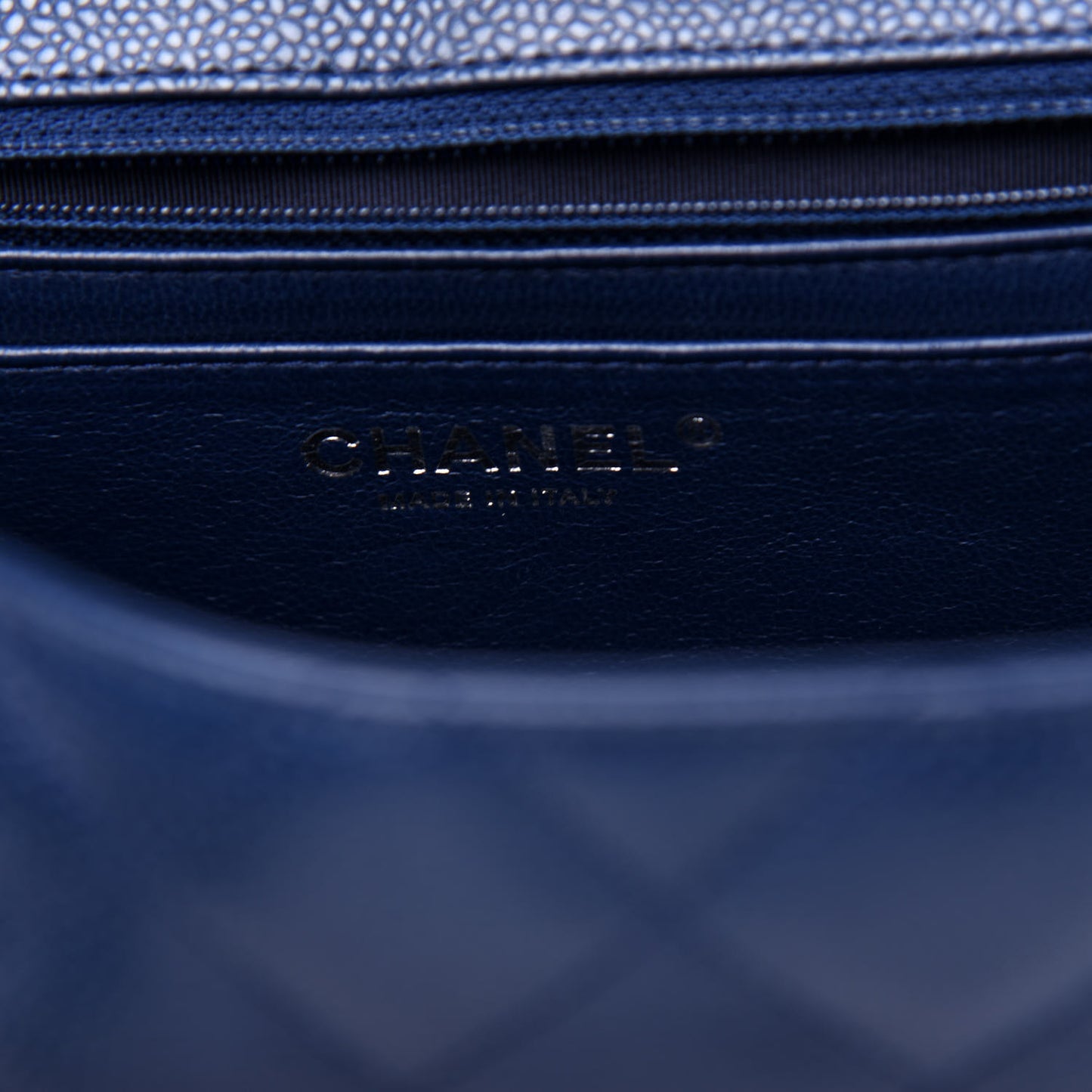 Caviar Quilted Jumbo Single Flap Navy