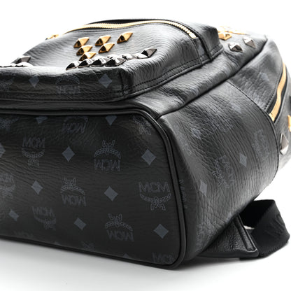 MCM Grained Calfskin Visetos Studded Small Stark M Backpack Black 9 of 9