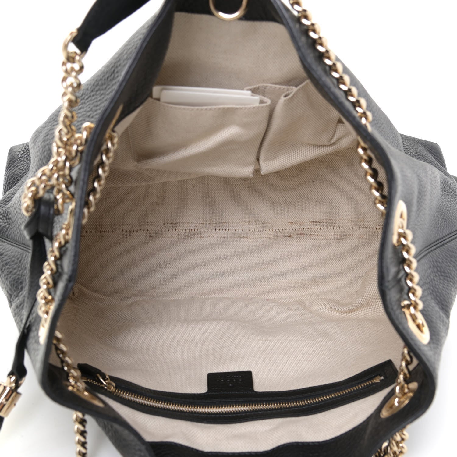 Gucci Pebbled Calfskin Medium Soho Chain Shoulder Bag Black 9 of 11