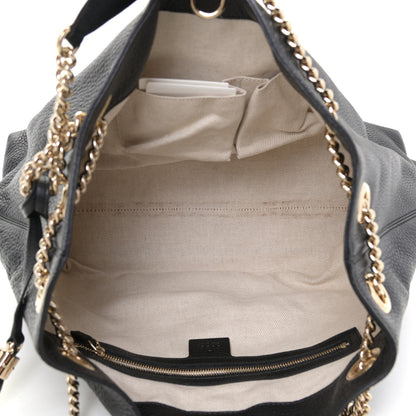 Gucci Pebbled Calfskin Medium Soho Chain Shoulder Bag Black 9 of 11