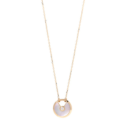 Cartier 18K Yellow Gold Diamond Mother of Pearl SM Amulette de Cartier Pendant Necklace 1 of 6